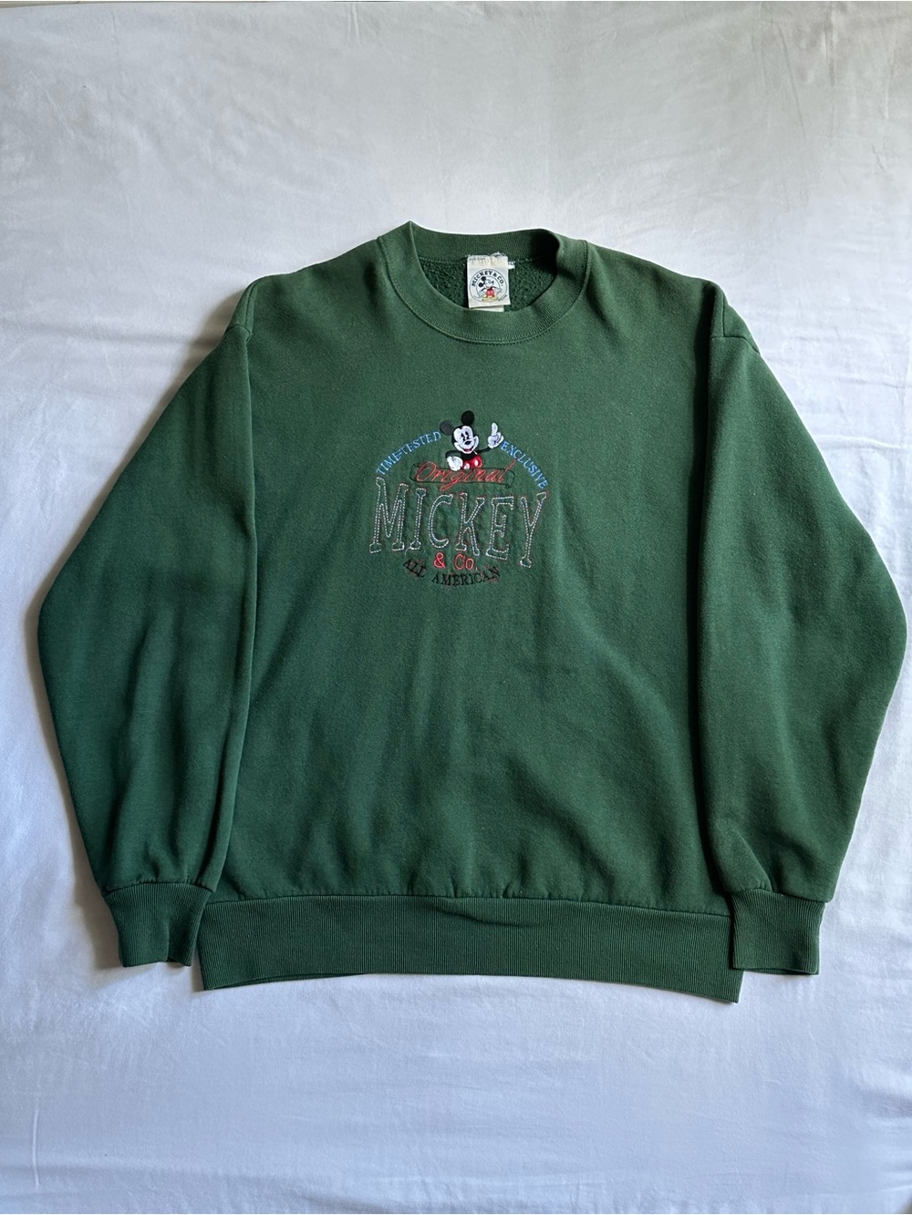 Vintage Mickey Green Embroidered Sweater